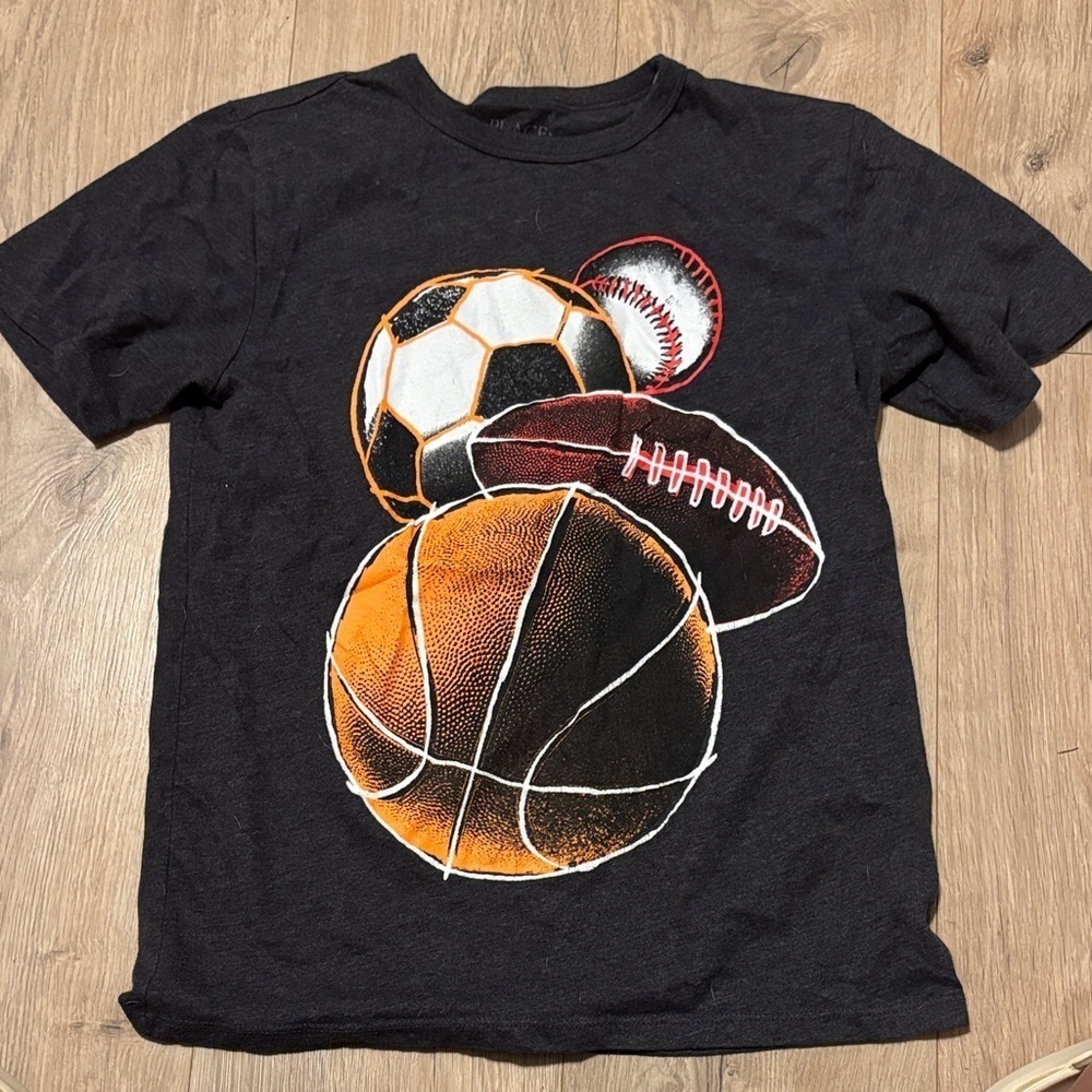 Kids Sports Graphic T-Shirt - charcoal gray